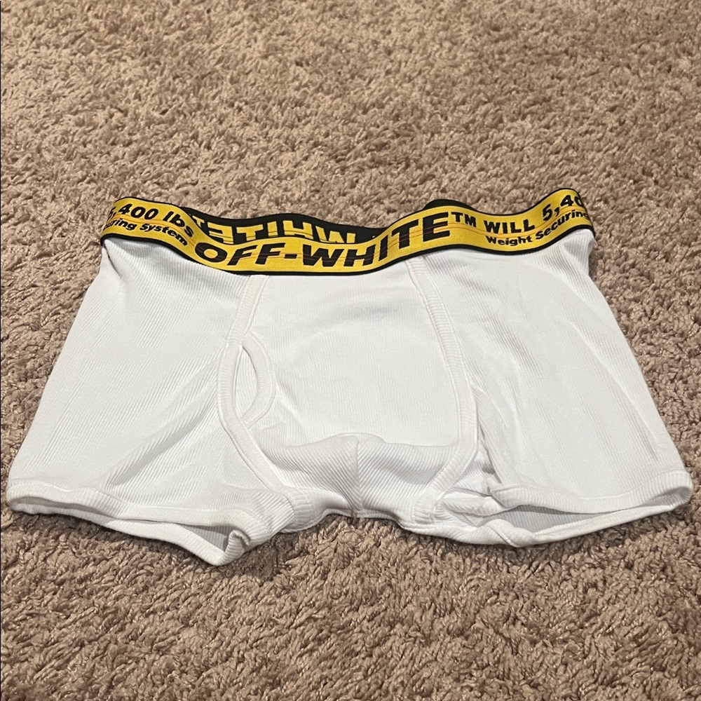 Off-White White Boxer Briefs with Yellow Branded Waistband
